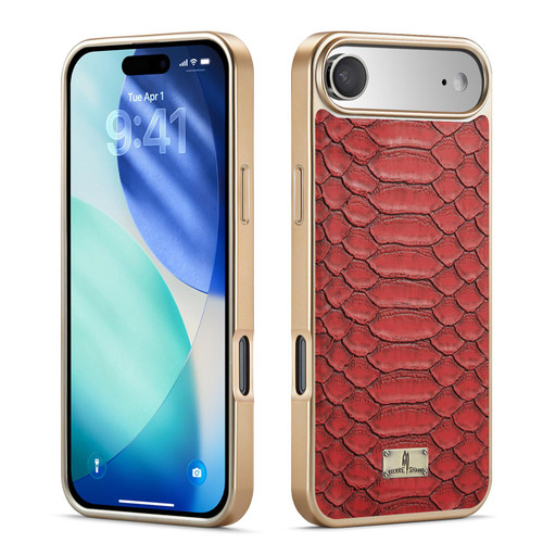 iPhone Air Fierre Shann Python Texture Electroplating PU Phone Case - Red