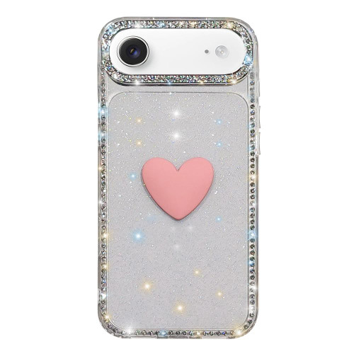iPhone Air Flash Rhinestone Double-sided IMD Love Heart Phone Case - Glitter Transparent