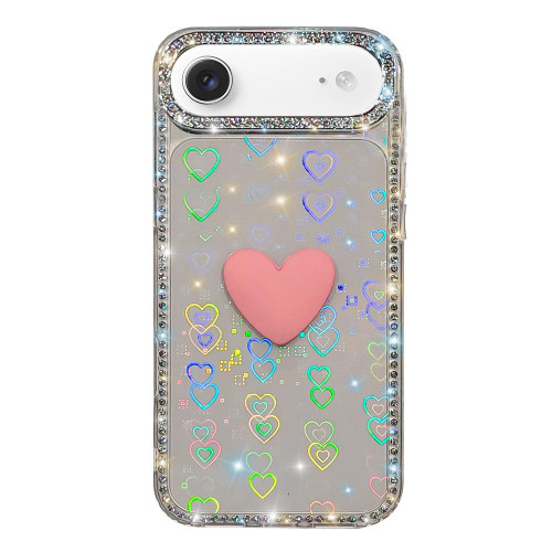 iPhone Air Flash Rhinestone Double-sided IMD Love Heart Phone Case - Lover Transparent