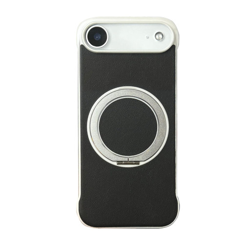 iPhone Air Frameless Leather-Skin PC MagSafe Holder Phone Case - White Black