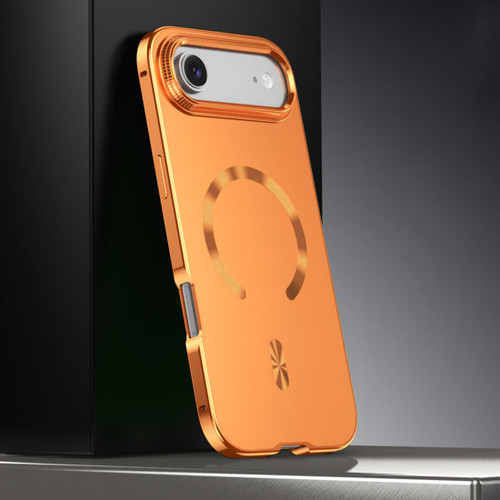 iPhone Air Frosted Magnetic Shield MagSafe Alloy Metal Phone Case - Orange