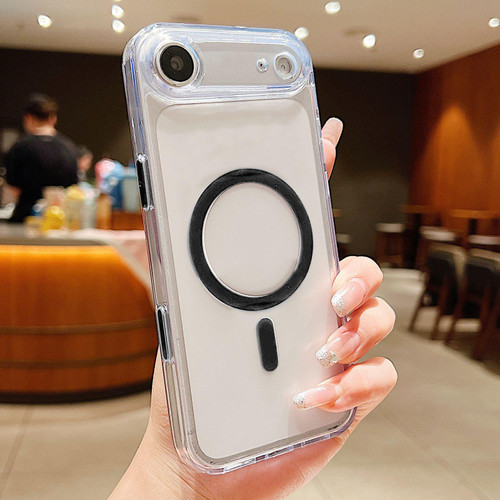 iPhone Air Frosted PC Hybrid TPU Magnetic Phone Case with AI Sensing Key - Black