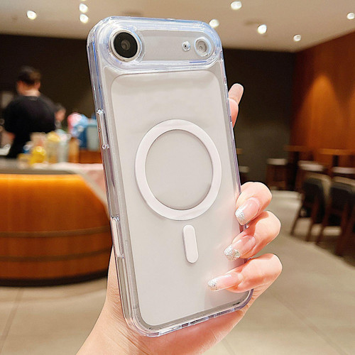 iPhone Air Frosted PC Hybrid TPU Magnetic Phone Case with AI Sensing Key - White