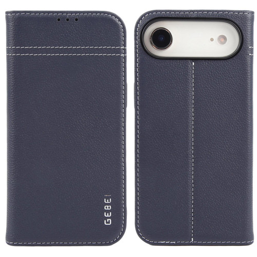 iPhone Air GEBEI Top-grain Horizontal Flip Leather Phone Case - Blue