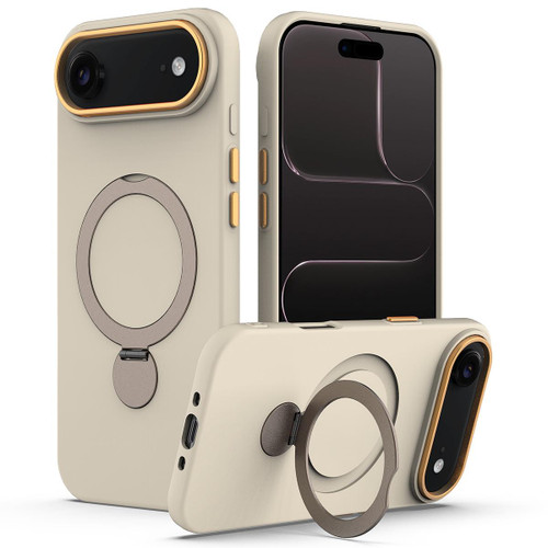 iPhone Air Gen1.5 Pivot Ring Holder TPU Hybrid PC Phone Case - Apricot