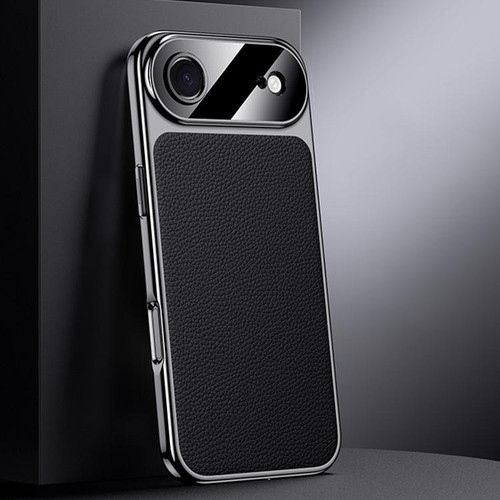 iPhone Air Genuine Leather PC Phone Case - Black