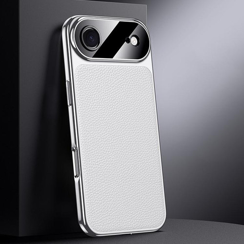 iPhone Air Genuine Leather PC Phone Case - White