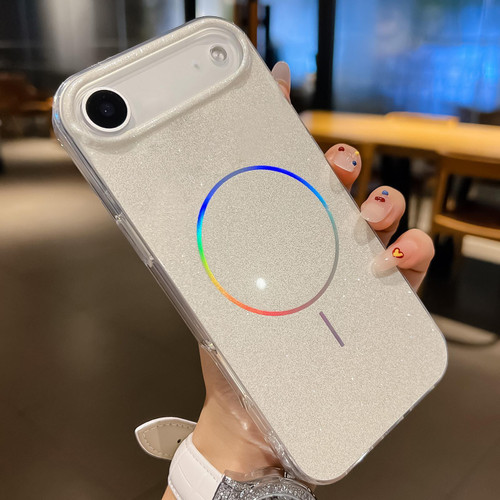 iPhone Air Glitter Powder Plating MagSafe IMD Full Coverage Phone Case - White