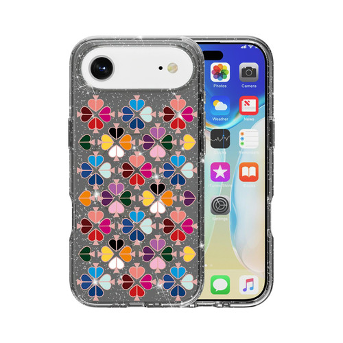 iPhone Air Glittering Crystal Red Heart Pattern Phone Case - Black