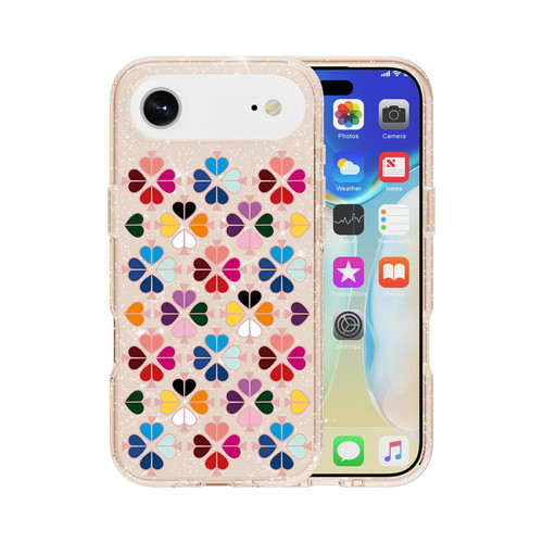 iPhone Air Glittering Crystal Red Heart Pattern Phone Case - Gold