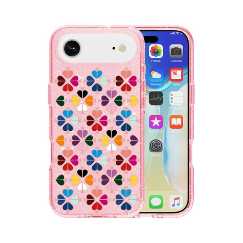 iPhone Air Glittering Crystal Red Heart Pattern Phone Case - Pink