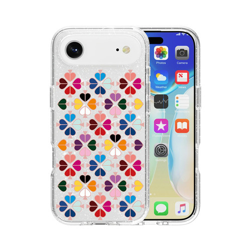 iPhone Air Glittering Crystal Red Heart Pattern Phone Case - Transparent
