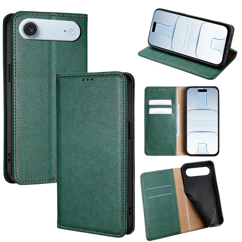 iPhone Air Gloss Oil Solid Color Magnetic Leather Phone Case - Green
