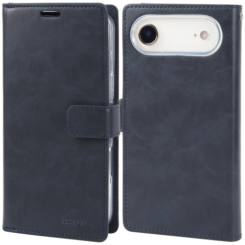 iPhone Air GOOSPERY MANSOOR DIARY 9 Card Slots Leather Phone Case - Dark Blue