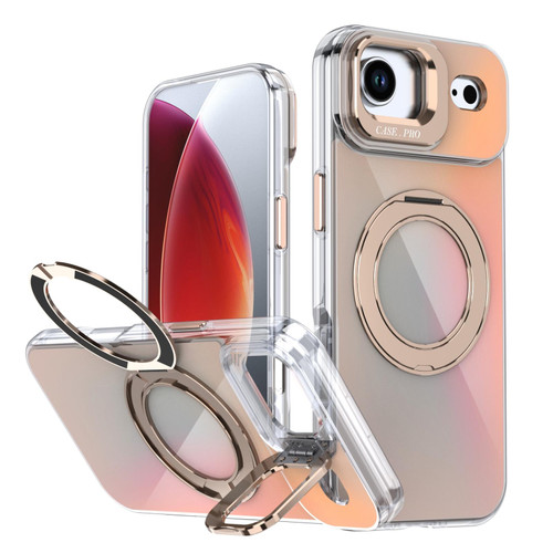 iPhone Air Gradient Discolor Rotating Holder Lens Kickstand Magsafe Phone Case - Desert Gold