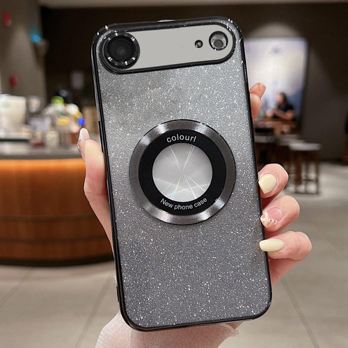 iPhone Air Gradient Glitter Electroplating MagSafe TPU Phone Case - Black