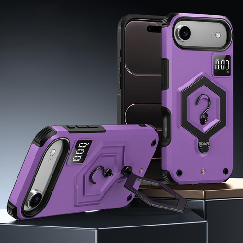 iPhone Air Hexagon Armor Magnetic Holder Weighing Scale Phone Case - Purple