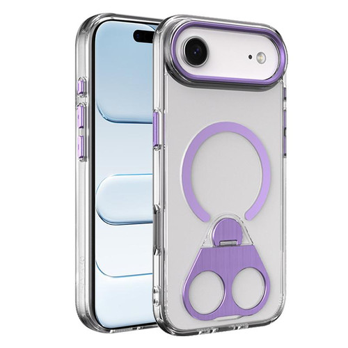 iPhone Air High Transparent MagSafe TPU Phone Case with 360 Degrees Rotating Ring Holder - Purple