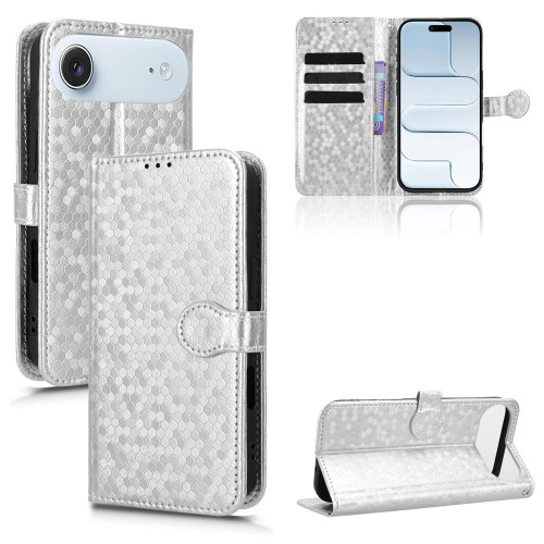 iPhone Air Honeycomb Dot Texture Leather Phone Case - Silver