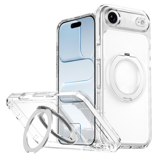 iPhone Air Ice Armor Magnetic Rotation Holder PC Hybrid TPU Phone Case - White