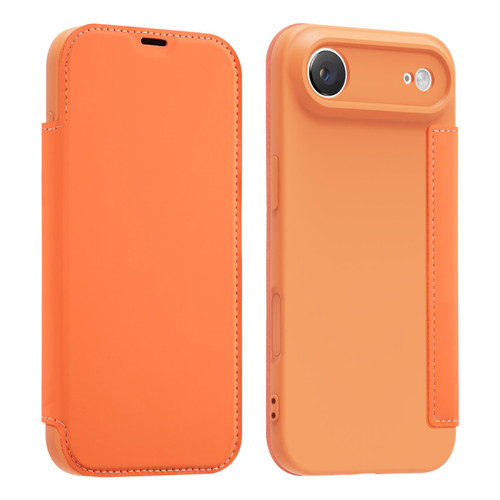 iPhone Air Imitate Liquid Skin Feel Leather Phone Case with Card Slots - Orange