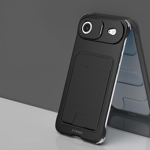 iPhone Air J TRIBE Metal Frameless Card Slot Lens Holder Phone Case - Black