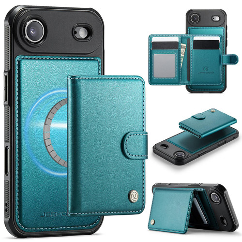 iPhone Air JEEHOOD J09 Buckle Card Bag MagSafe Magnetic Style RFID Leather Phone Case - Green