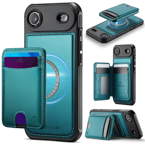 iPhone Air JEEHOOD J10 Flip Card Bag MagSafe Split RFID Leather Phone Case - Green