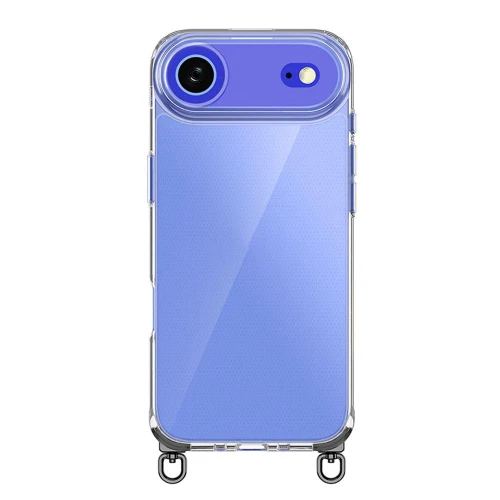 iPhone Air Kalebol Minimalist High Transparency Multi Color Rotating Lanyard Hole Phone Case - Black