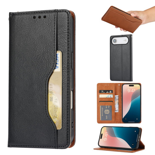 iPhone Air Knead Skin Texture Flip Leather Phone Case - Black