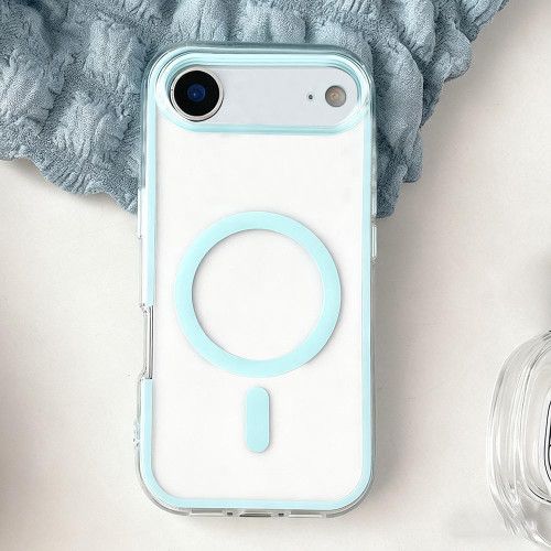 iPhone Air Large Hole Camera Macaron Transparency MagSafe Phone Case - Light Blue
