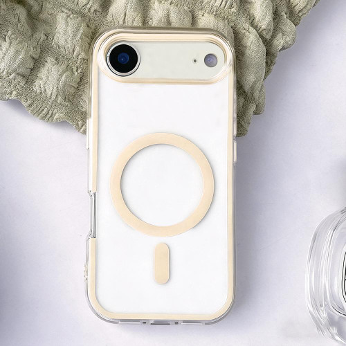 iPhone Air Large Hole Camera Macaron Transparency MagSafe Phone Case - Light Gold