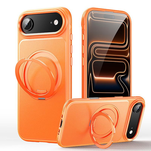 iPhone Air Leather Texture 360 Degrees Rotating Magnetic Holder Phone Case - Orange