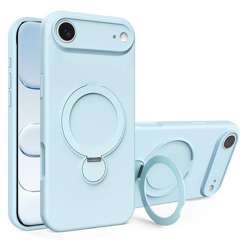iPhone Air Liquid Silicone MagSafe Holder Phone Case - Light Blue