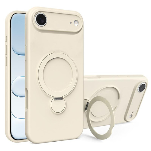 iPhone Air Liquid Silicone MagSafe Holder Phone Case - White