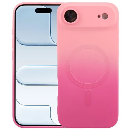 iPhone Air Liquid TPU Silicone Gradient MagSafe Phone Case - Pink Red