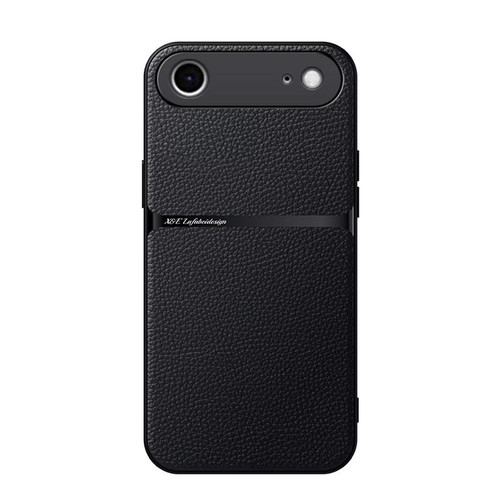 iPhone Air Litchi Leather Magnetic Full Coverage Shockproof Phone Case - Black