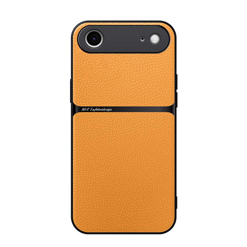 iPhone Air Litchi Leather Magnetic Full Coverage Shockproof Phone Case - Yellow