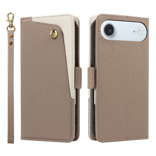 iPhone Air Litchi Texture Wallet Mirror Leather Phone Case - Brown
