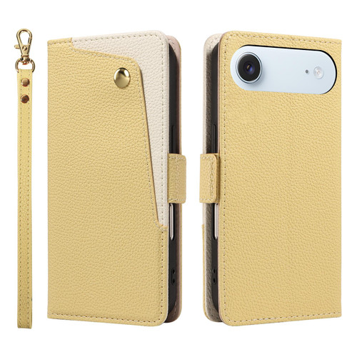 iPhone Air Litchi Texture Wallet Mirror Leather Phone Case - Yellow