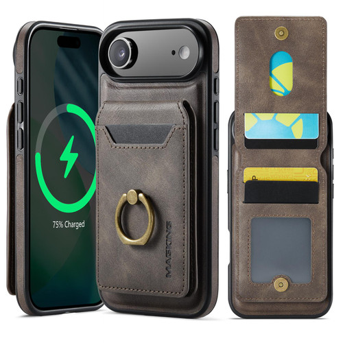 iPhone Air MAGKING K1 MagSafe Detachable Wallet RFID Back Cover Phone Case - Coffee