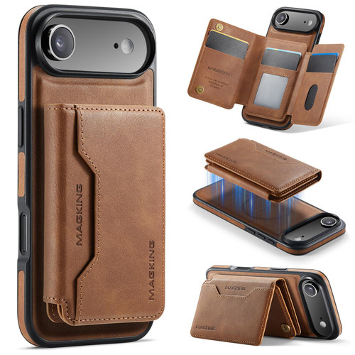 iPhone Air MAGKING K3 Series MagSafe RFID K3 Pro Card Bag Detachable Phone Case - Brown