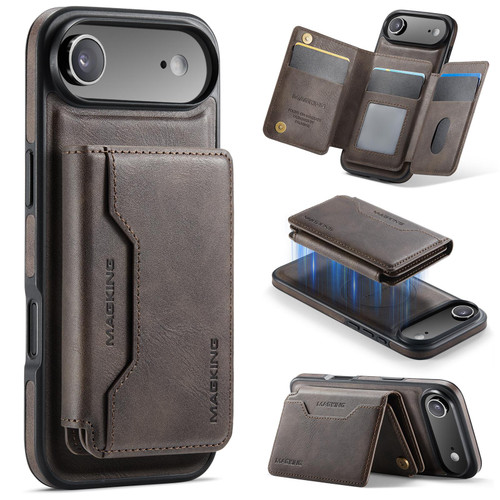 iPhone Air MAGKING K3 Series MagSafe RFID K3 Pro Card Bag Detachable Phone Case - Coffee