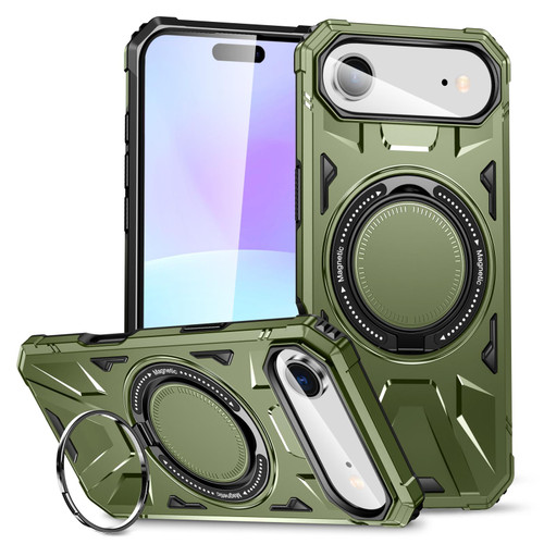 iPhone Air MagSafe Magnetic Shockproof Phone Case with Ring Holder - Dark Green