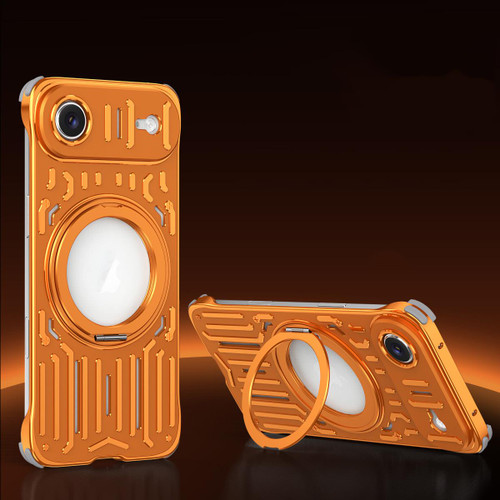 iPhone Air Mech Series Cooling Rotating Holder Metal Frameless Phone Case - Orange