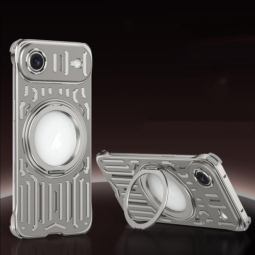 iPhone Air Mech Series Cooling Rotating Holder Metal Frameless Phone Case - Titanium Grey
