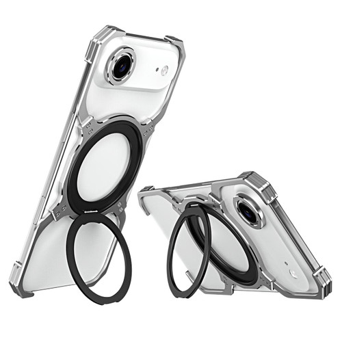 iPhone Air Mechanical Arm Borderless MagSafe Holder Metal Phone Case - Silver