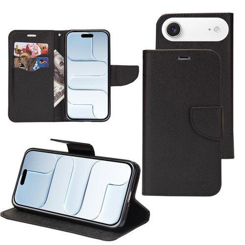 iPhone Air Mercury Contrast Color Splicing Leather Phone Case - Black