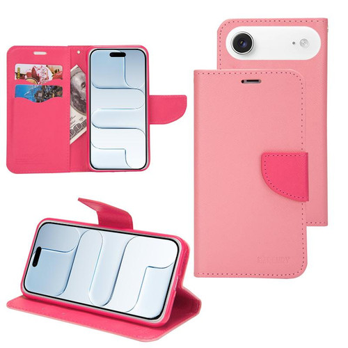 iPhone Air Mercury Contrast Color Splicing Leather Phone Case - Pink