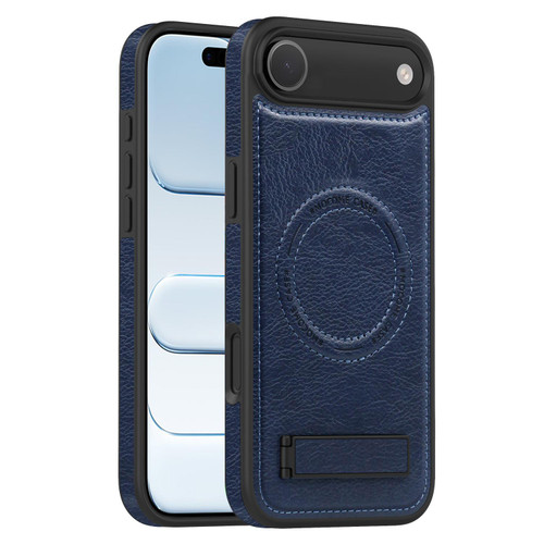 iPhone Air Multi-function Holder MagSafe PU Phone Case - Blue